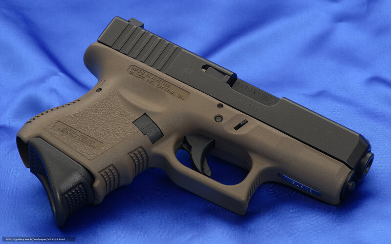 Glock Pistol on Blue Cloth — Neutral, Photograph