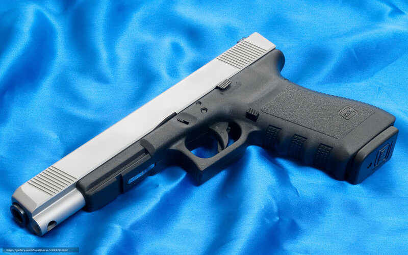 Glock Pistol on Blue Fabric — Neutral