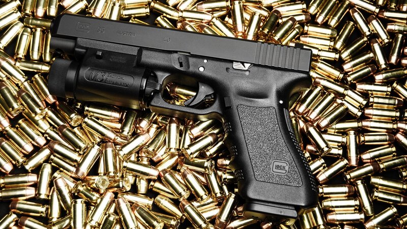 Glock pistol with ammunition