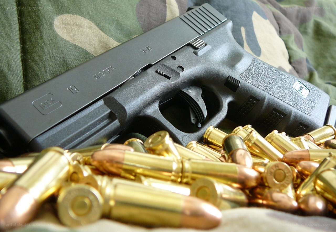 Glock pistol with ammunition
