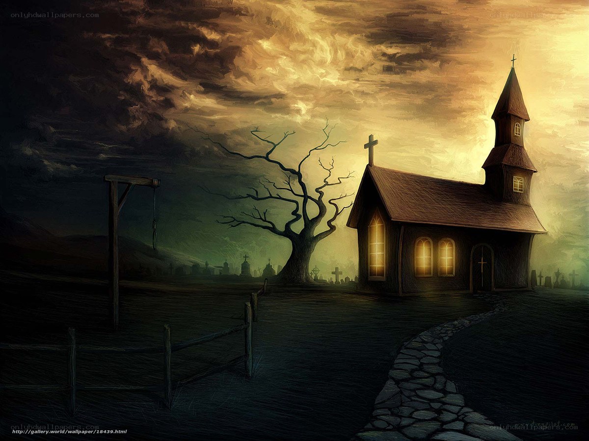 Gloomy church at dusk
