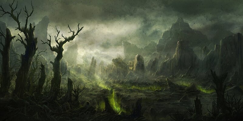 Gloomy swamp landscape