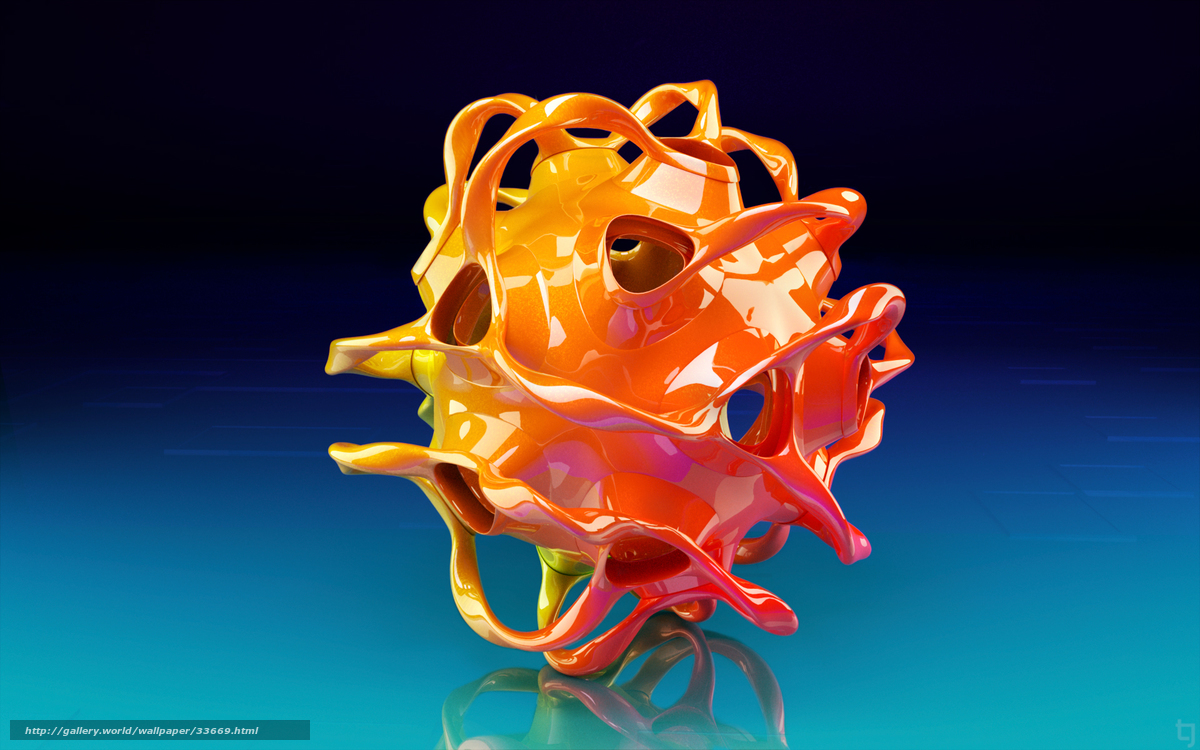 Glossy orange abstract sculpture