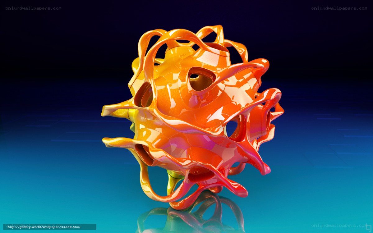 Glossy orange abstract sculpture