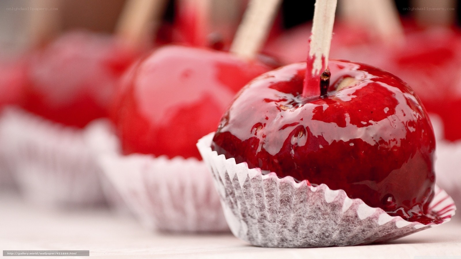 glossy red candy apples