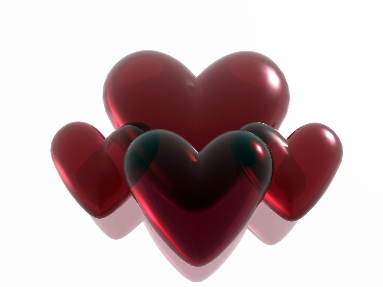 Glossy red hearts