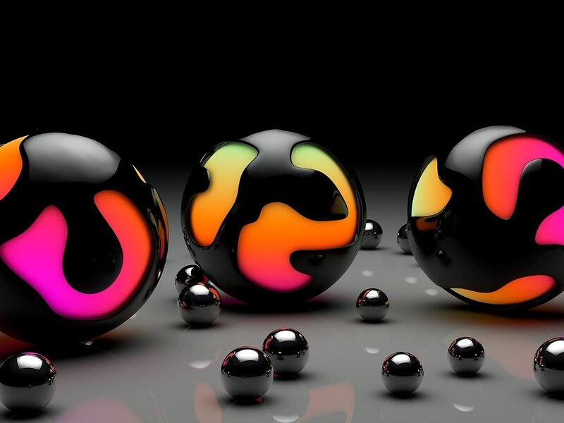 Glossy Spheres on Reflective Surface