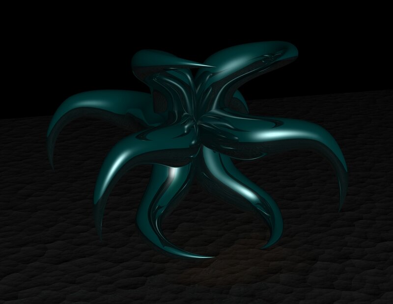 Glossy teal abstract sculpture