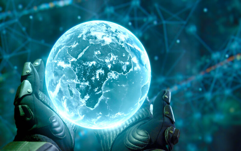 Gloved Hands Holding Globe