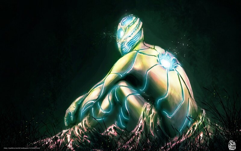 glowing alien creature in forest