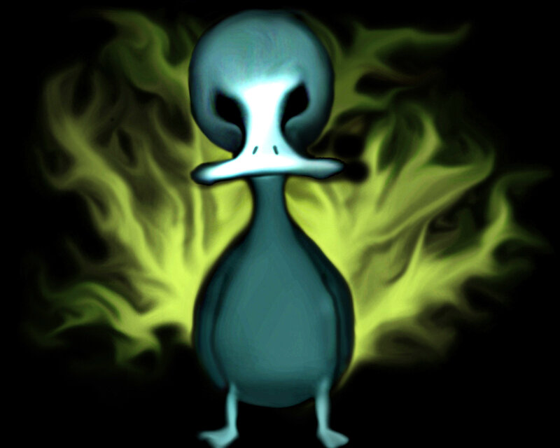 glowing alien duck