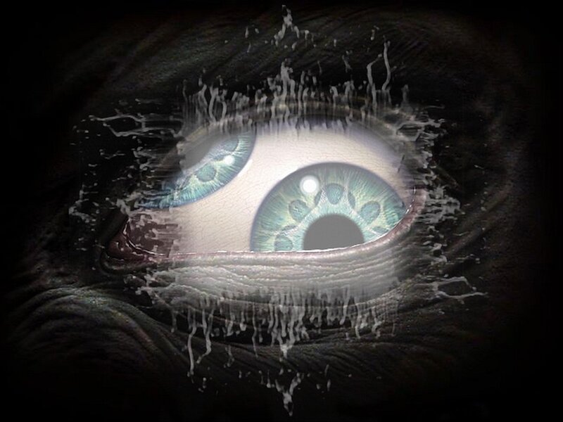 glowing alien eye close-up