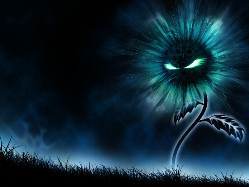 glowing alien flower at night