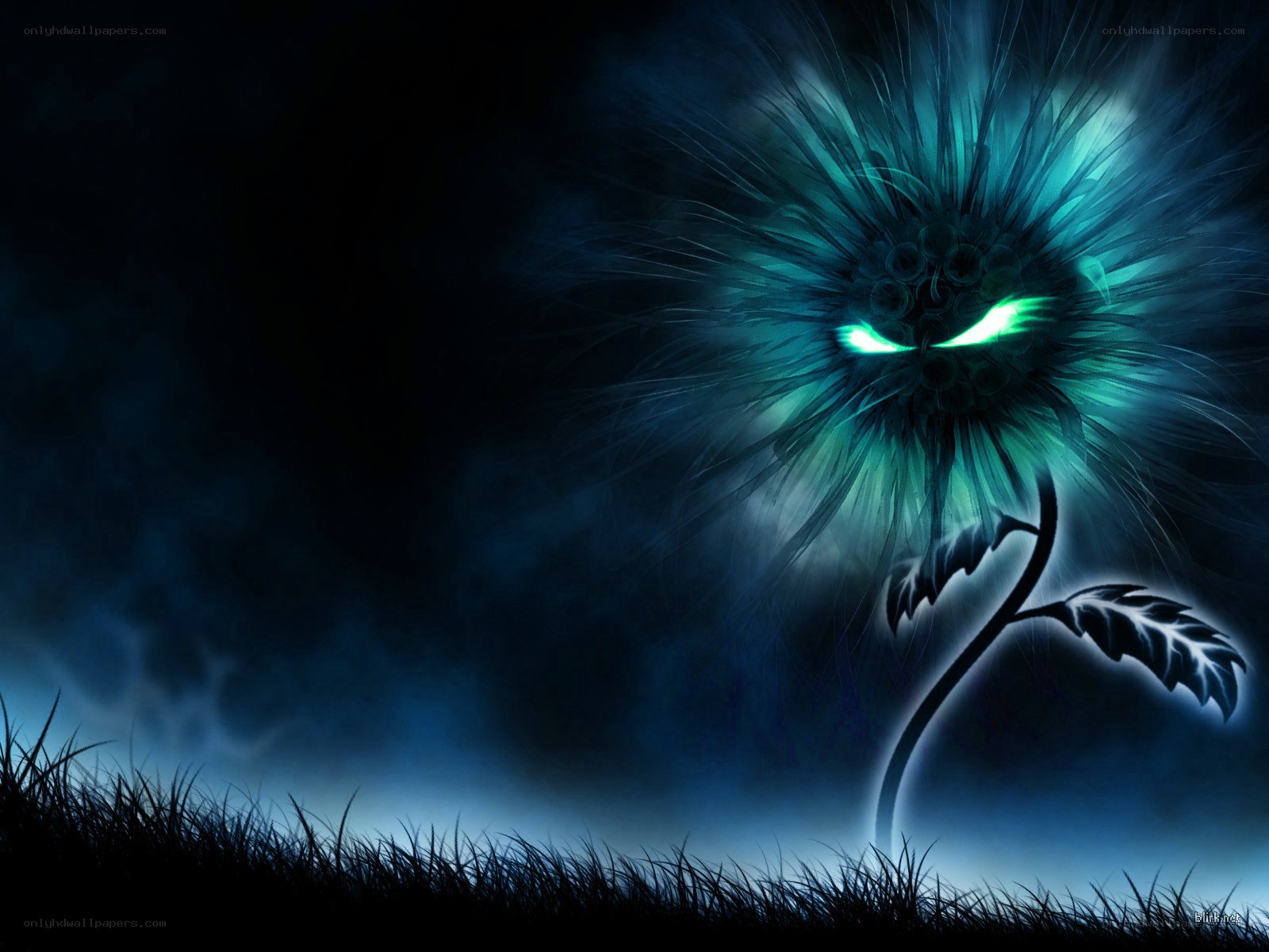 glowing alien flower at night