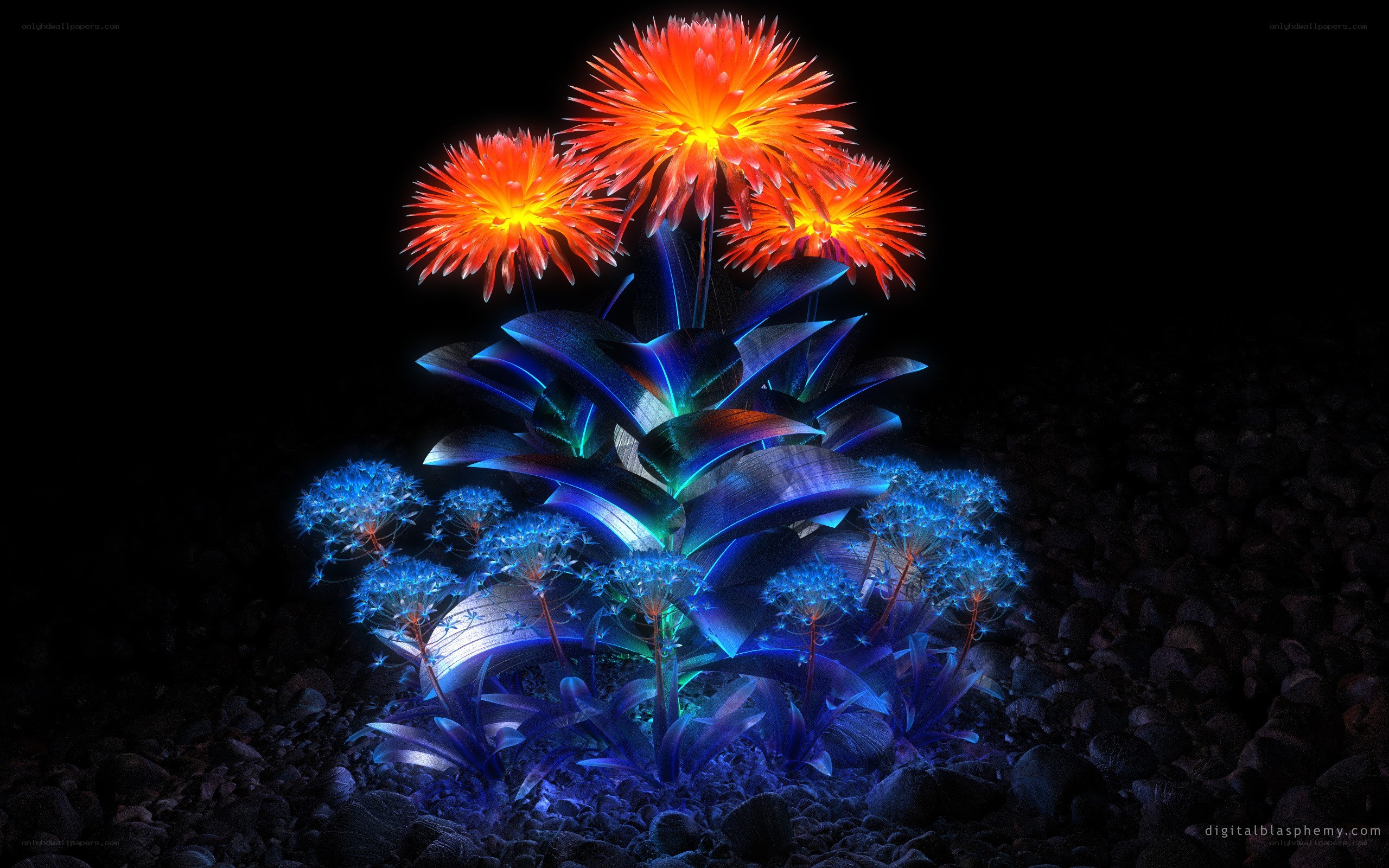 glowing alien flowers