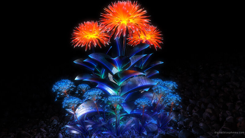 glowing alien flowers