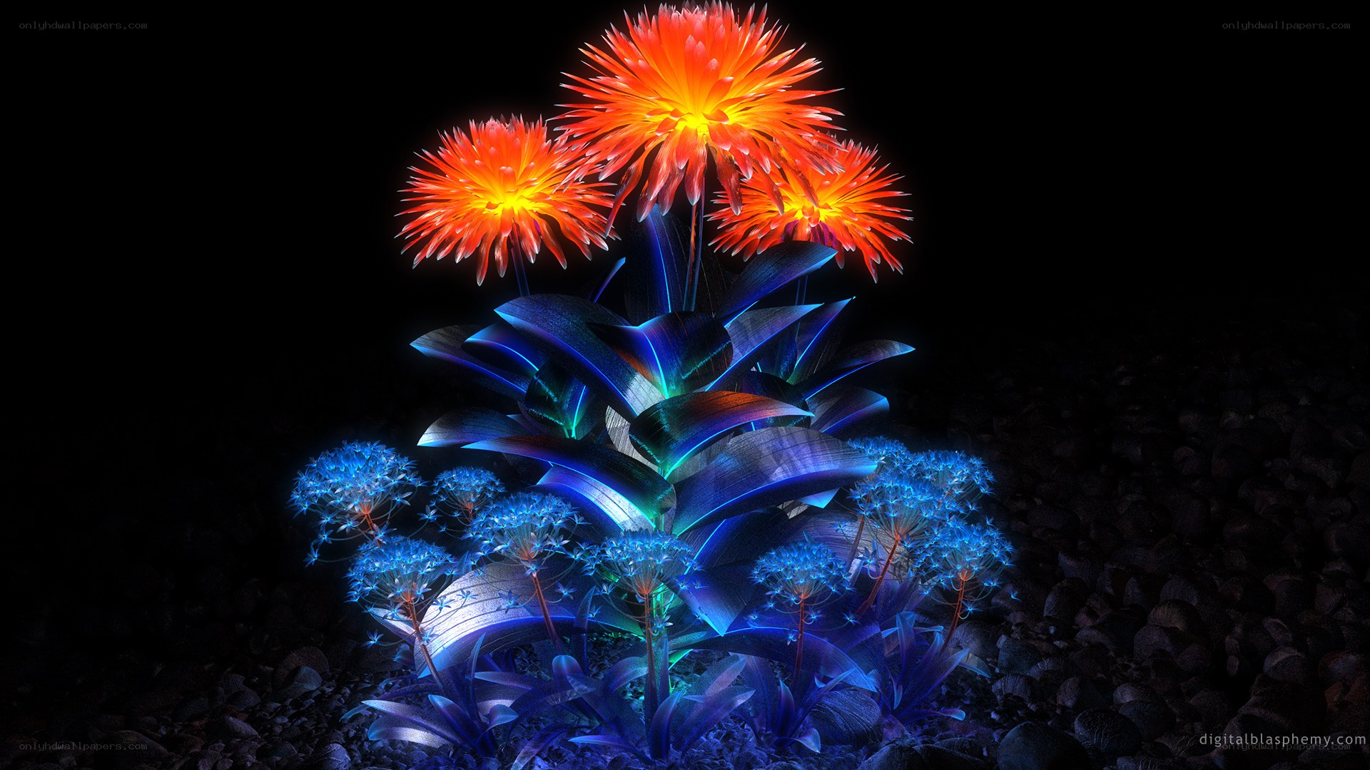 glowing alien flowers