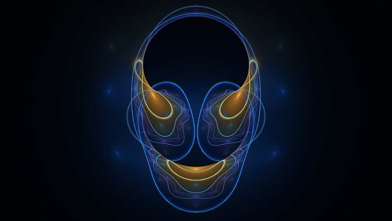 Glowing Alien Head — Blue