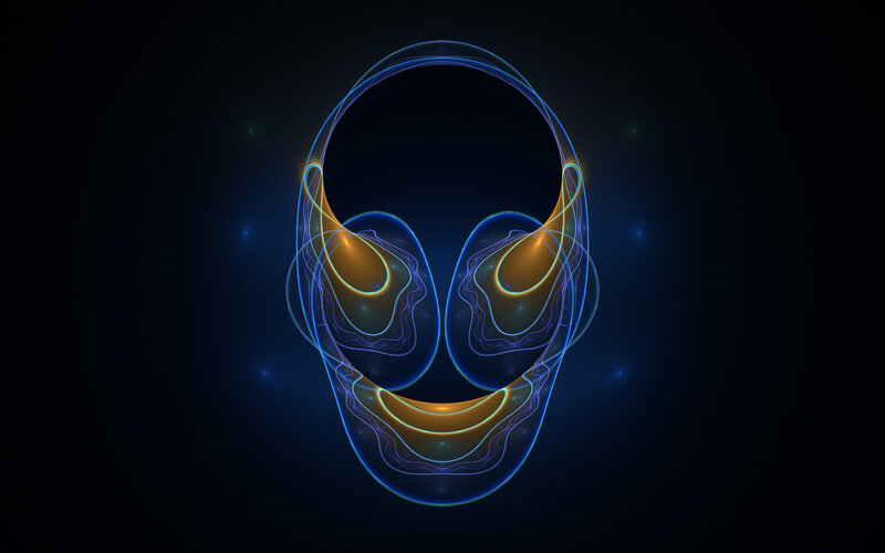 glowing alien head design