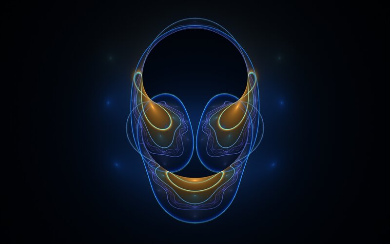 glowing alien head design