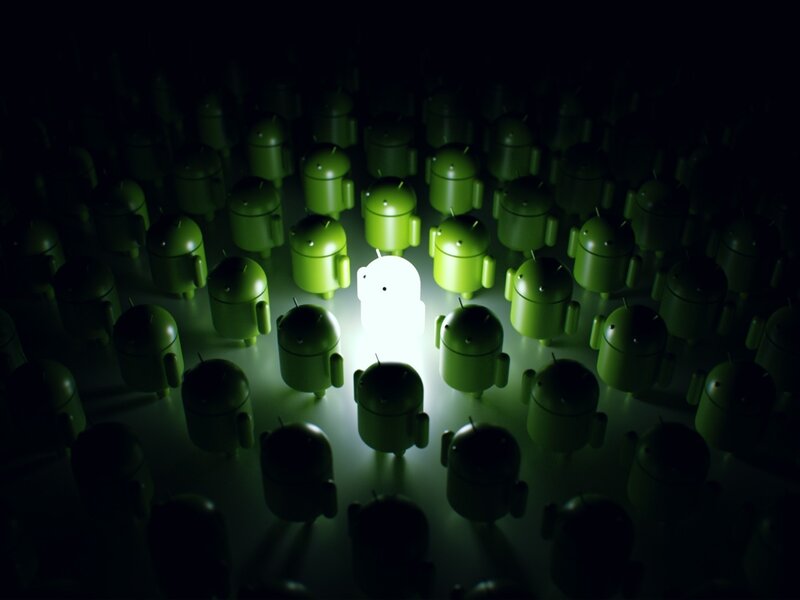 Glowing Android Figure — Green