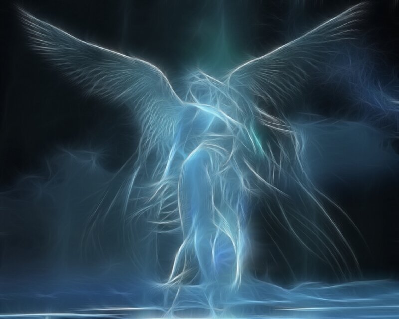 Glowing Angel Figure — Blue, Ethereal