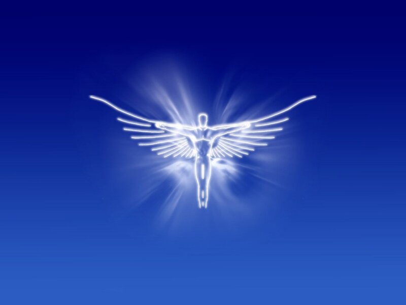Glowing Angel Figure — Blue, Serene