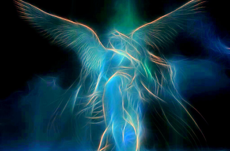 Glowing Angel Figure — Blue