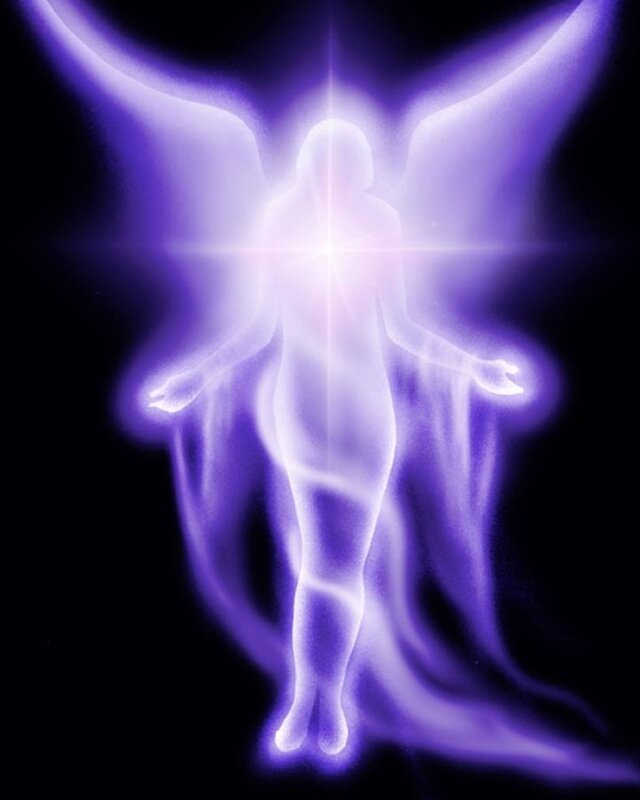 Glowing Angel Figure — Purple, Serene