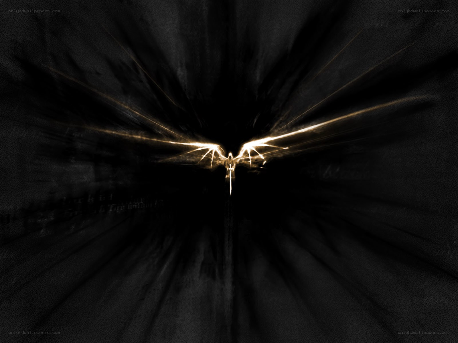 glowing angel in darkness