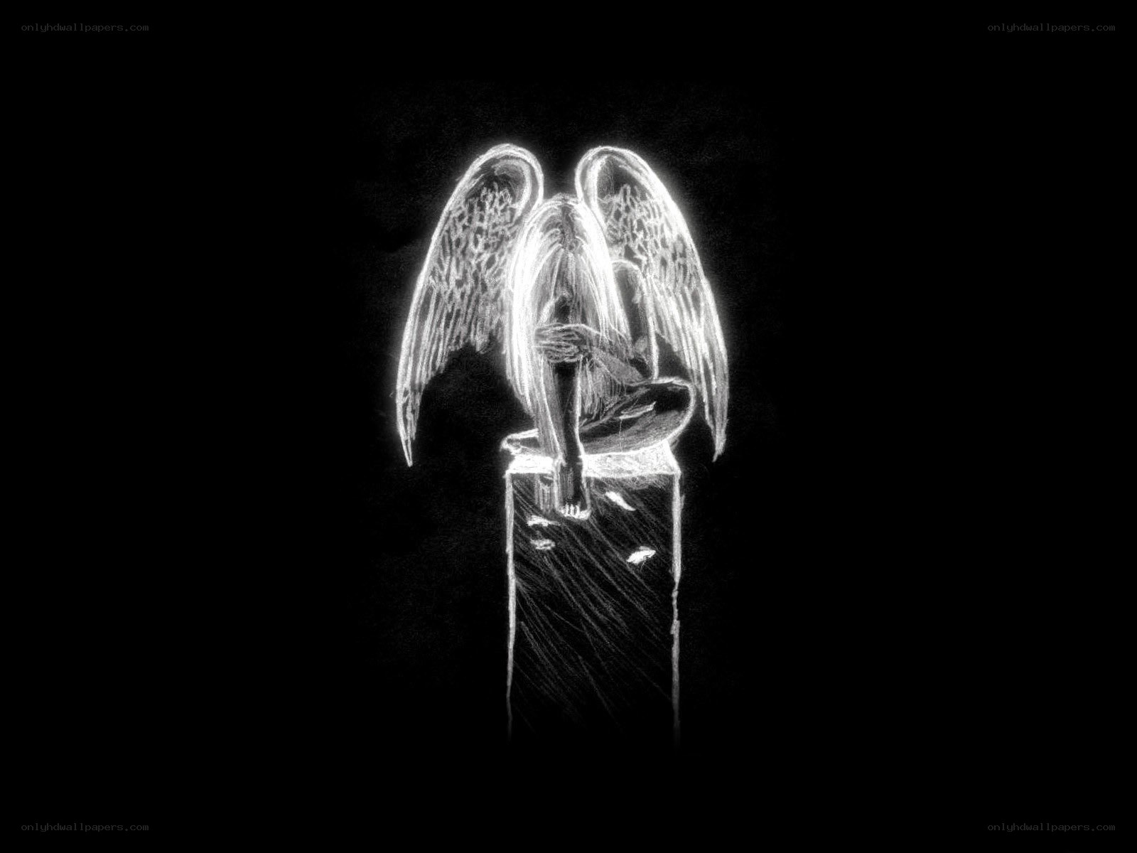 glowing angel statue