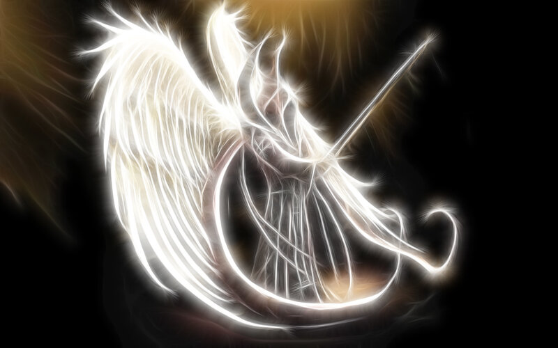 glowing angel with sword