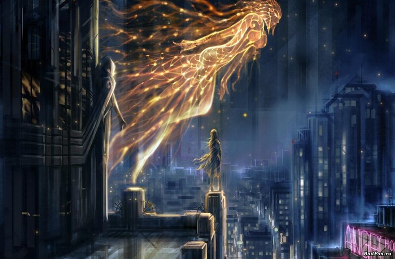Glowing Angelic Figure — Blue