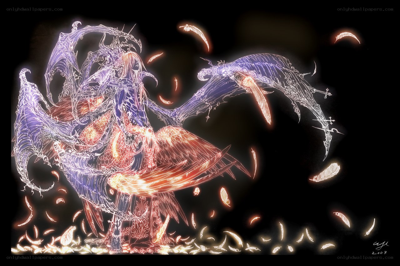 glowing angelic figure with wings
