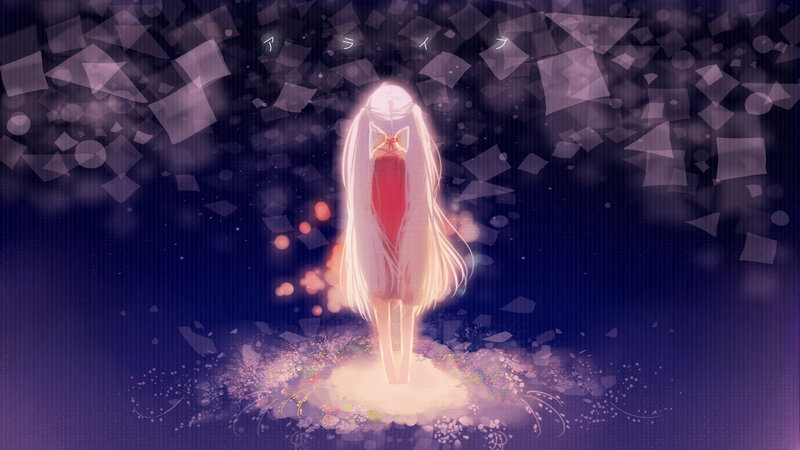 glowing anime figure in purple