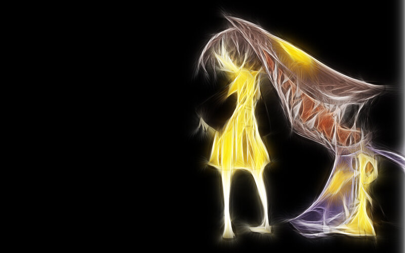 glowing anime figure with wings