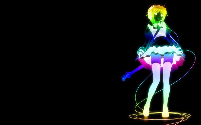 glowing anime girl with guitar