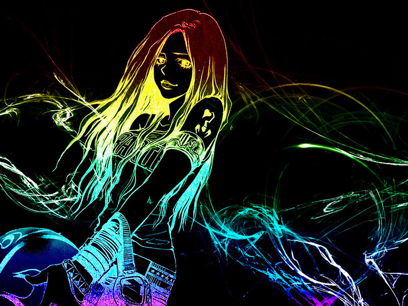 glowing anime woman illustration
