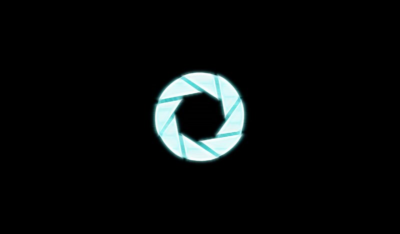 glowing aperture logo