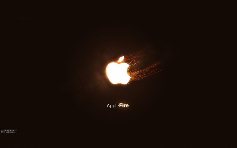 Glowing Apple Logo — Black, Dramatic, Digital Art, Text