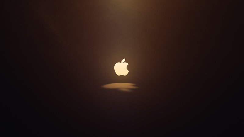 Glowing Apple Logo — Black, Dramatic, Minimalist