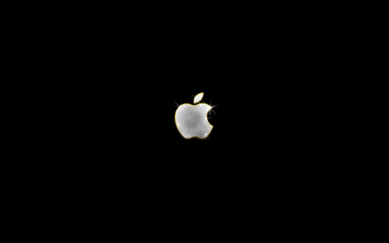 Glowing Apple Logo — Black, Minimalist, Digital Art