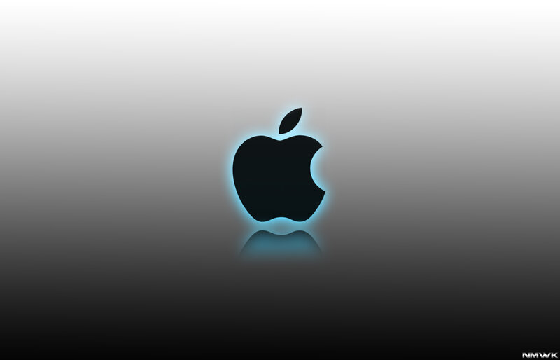 Glowing Apple Logo — Black, Minimalist