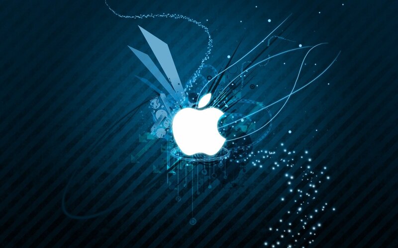 Glowing Apple Logo — Blue, Dynamic