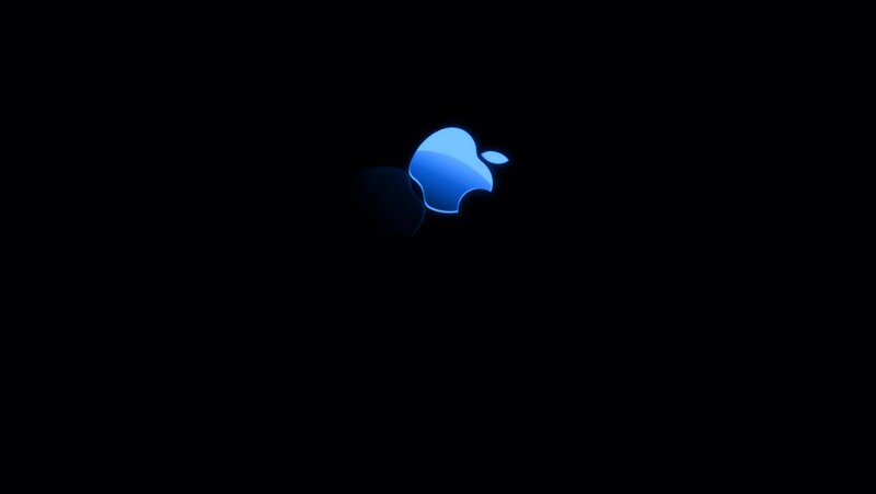 Glowing Apple Logo — Blue, Minimalist