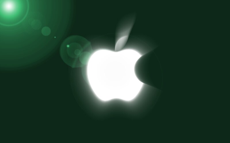 Glowing Apple Logo — Green, Dramatic