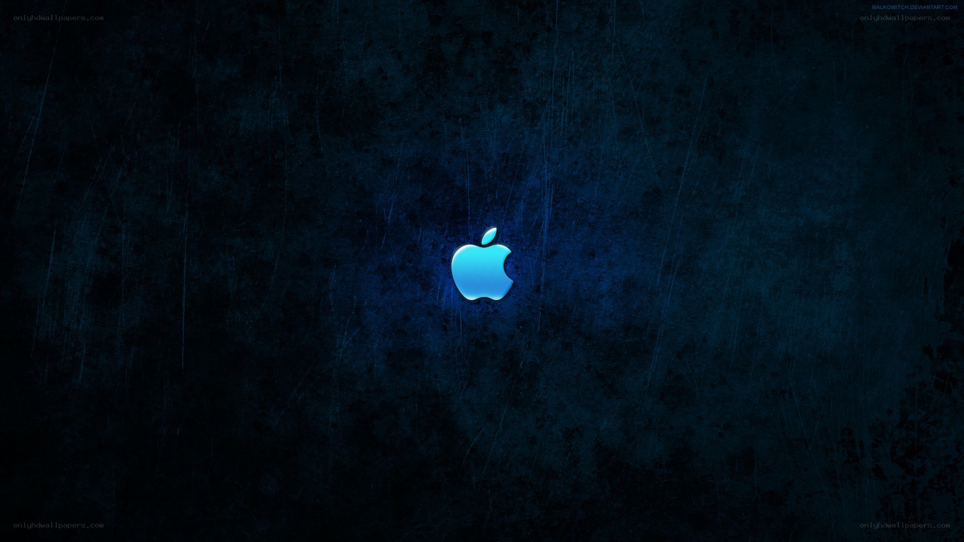 glowing apple logo on dark background