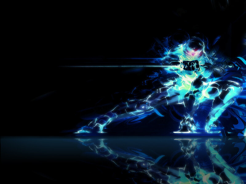 Glowing Armored Warrior — Blue, Dramatic