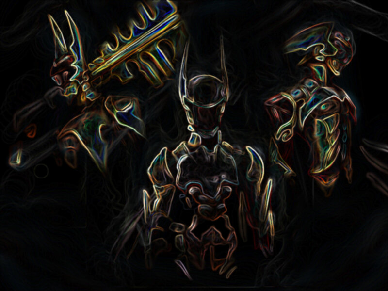 glowing armored warriors
