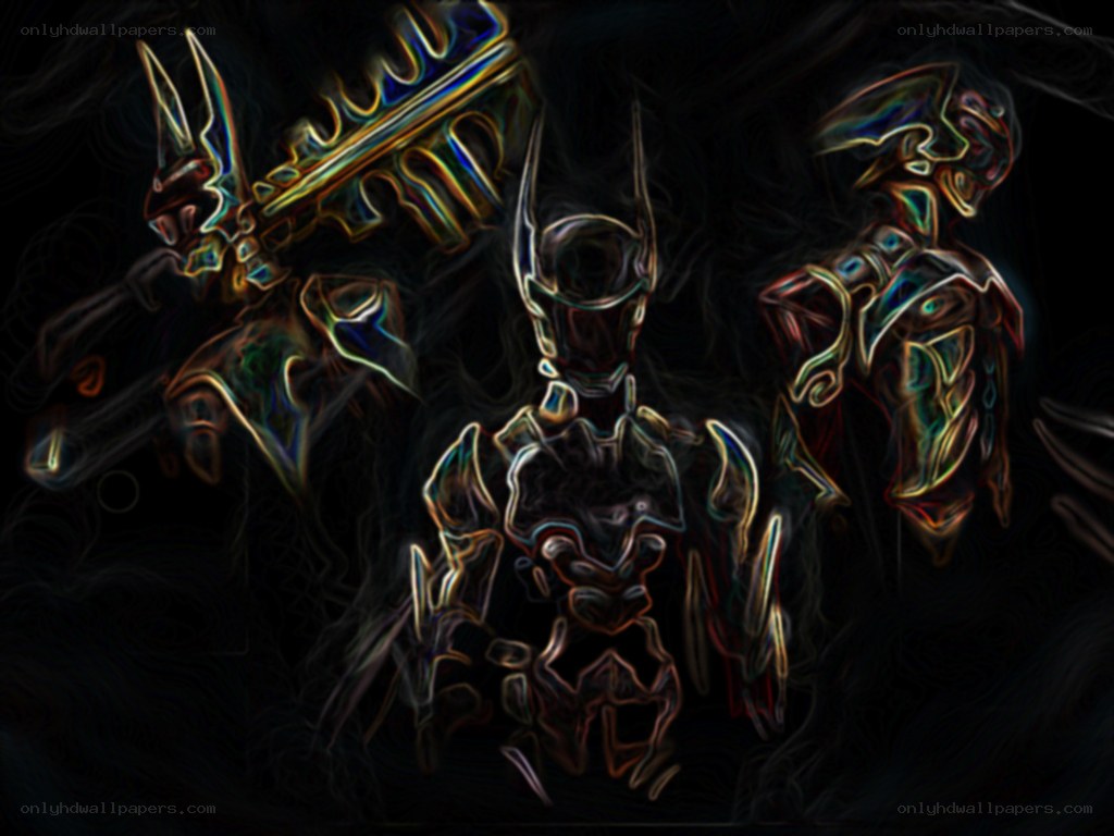 glowing armored warriors